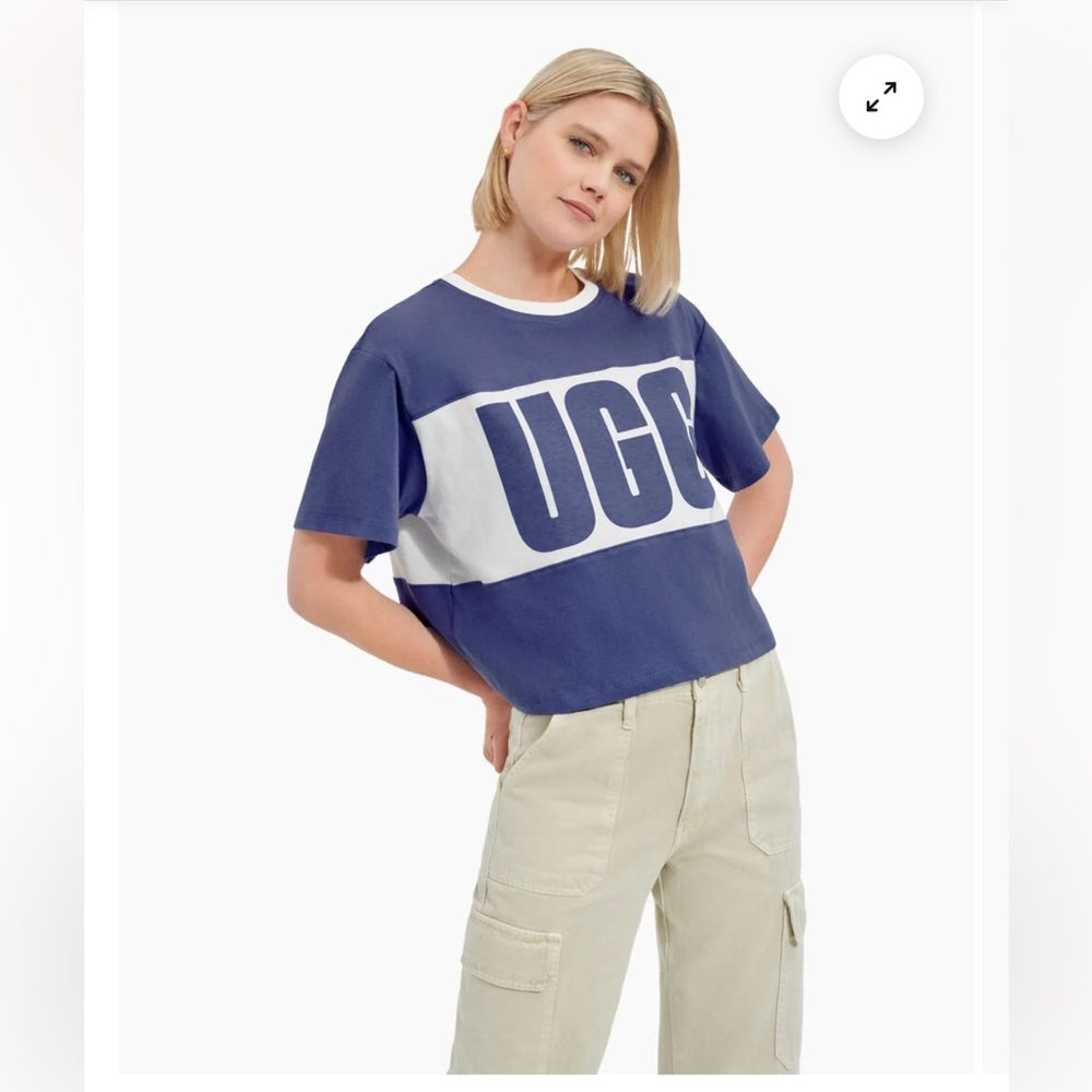 Ugg Womens Jordene Colourblock Logo T-Shirt - Moonstone